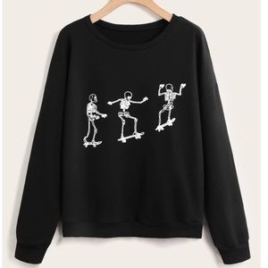 Plus Skeleton On Skateboard Sweatshirt